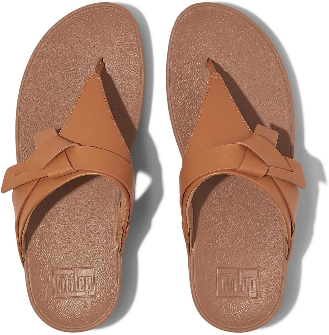 FitFlop Women's Lulu Folded-Knot Leather Toe-Post Sandals Wedge