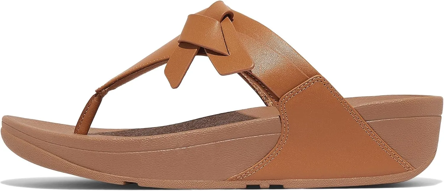 FitFlop Women's Lulu Folded-Knot Leather Toe-Post Sandals Wedge