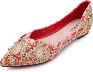 Flats for Women Pointed Toe Fashion Wedding Shoes Work Casual Slip-On Dress Shoes Women Comfortable Dressy Flat