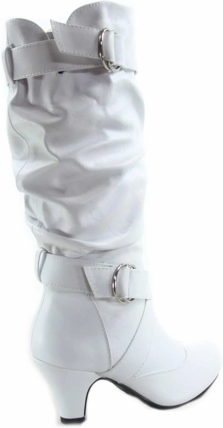 Forever Link Maggie-39 Women's Fashion Low Heel Zipper Slouchy Mid-Calf Boots Shoes