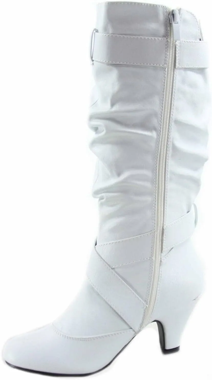 Forever Link Maggie-39 Women's Fashion Low Heel Zipper Slouchy Mid-Calf Boots Shoes