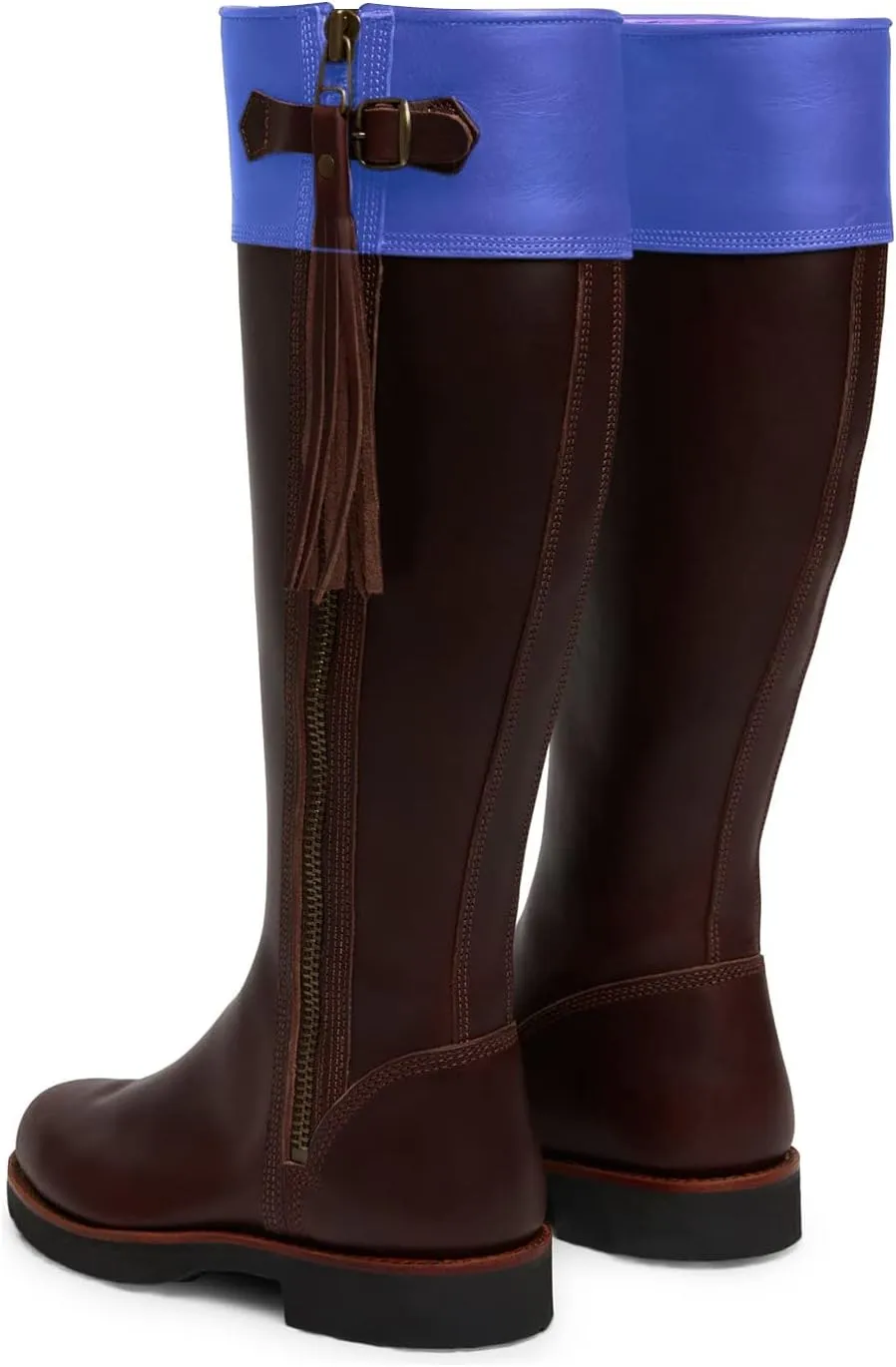 FOWT Women Cowboy Knee High Boots Low Chunky Heel Fringed Knee Boots Round Toe Side Zipper Buckle Boots, Tassel Western Riding Boots Casual or Dress up, Size 4-16