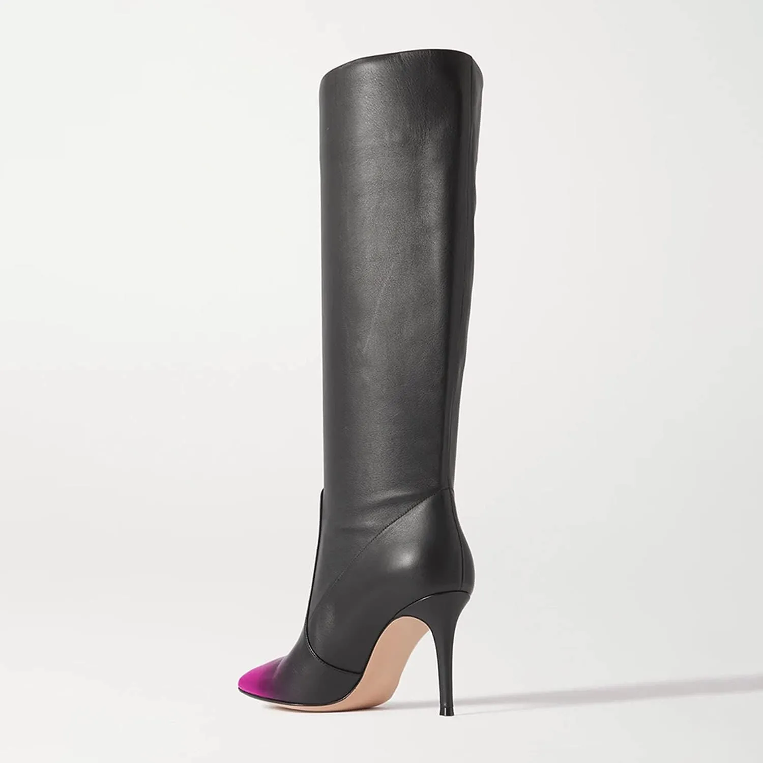 FOWT Women Wide Calf Knee High Boots Kitten Heels Pointed Toe Long Boots Pull On Casual Fall Dress Comfort Soft Walking Shoes Size 4-16 US
