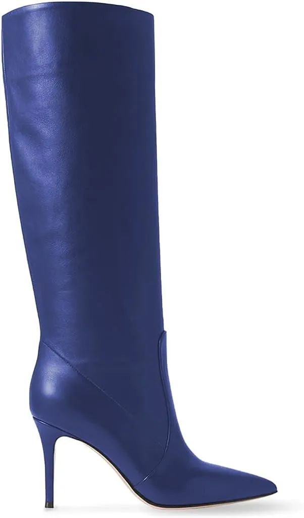 FOWT Women Wide Calf Knee High Boots Kitten Heels Pointed Toe Long Boots Pull On Casual Fall Dress Comfort Soft Walking Shoes Size 4-16 US