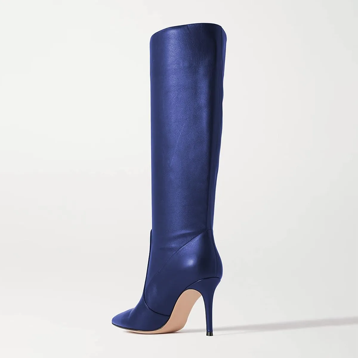 FOWT Women Wide Calf Knee High Boots Kitten Heels Pointed Toe Long Boots Pull On Casual Fall Dress Comfort Soft Walking Shoes Size 4-16 US