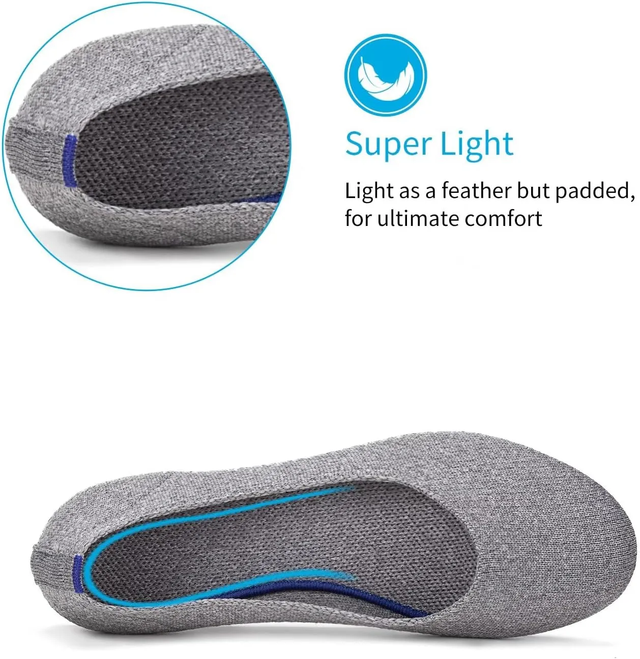 Frank Mully Women’s Ballet Flat Shoes Knit Dress Shoes Round Toe Slip On Ballerina Flats for Woman Low Wedge Comfort Soft