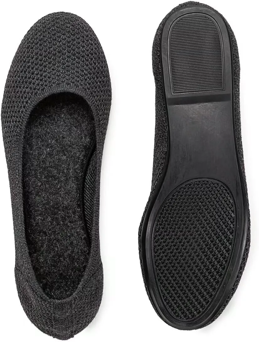 Frank Mully Women’s Ballet Flat Shoes Knit Dress Shoes Round Toe Slip On Ballerina Flats for Woman Low Wedge Comfort Soft