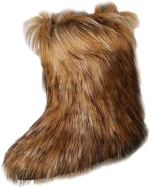 FUNCOS Women's Faux Fur Boots Mid-Calf Fuzzy Fluffy Winter Boots Rave Carnival Costume