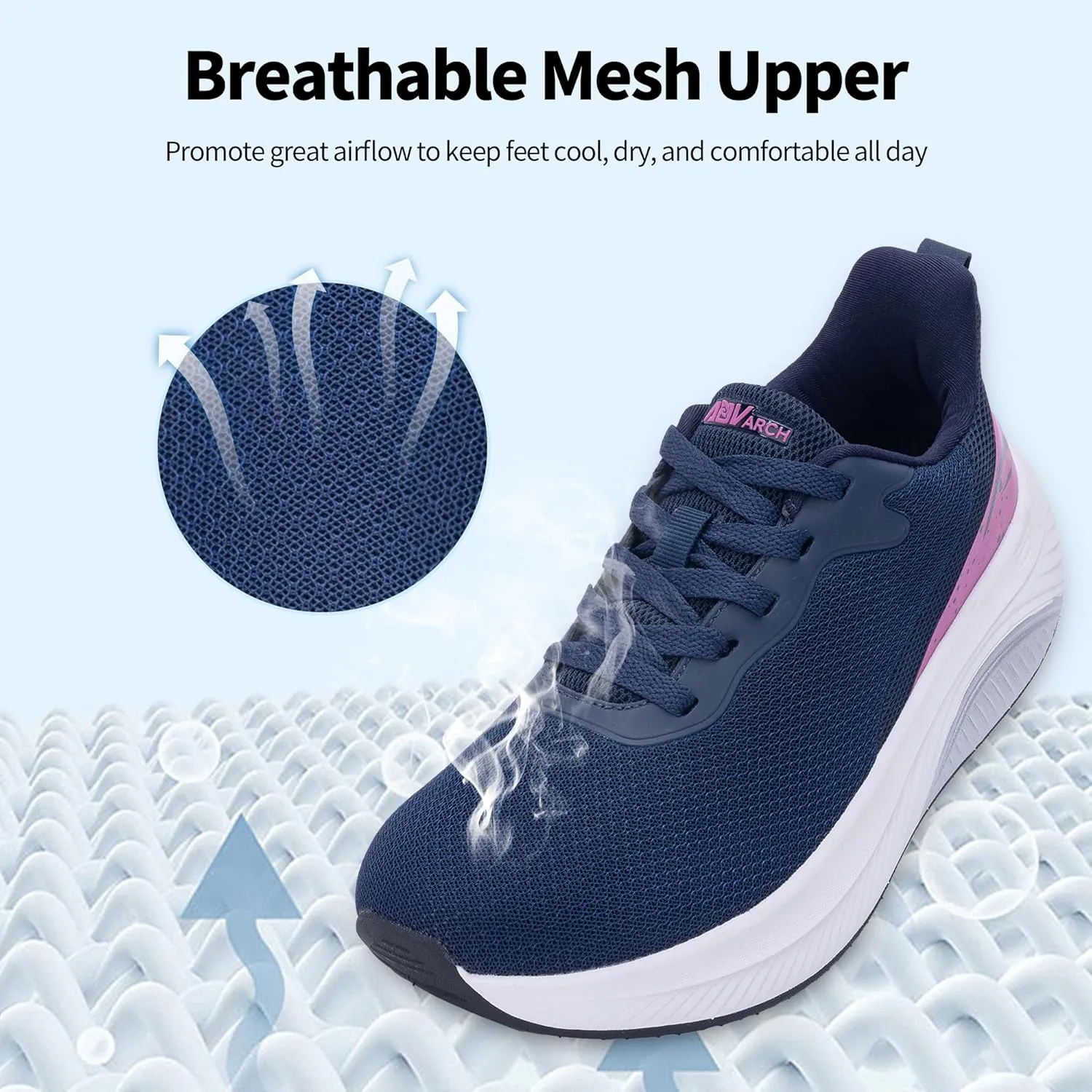 GANNOU Wide Toe Box Walking Shoes Arch Support Plantar Fasciitis Sneakers Orthotic Tennis Shoes