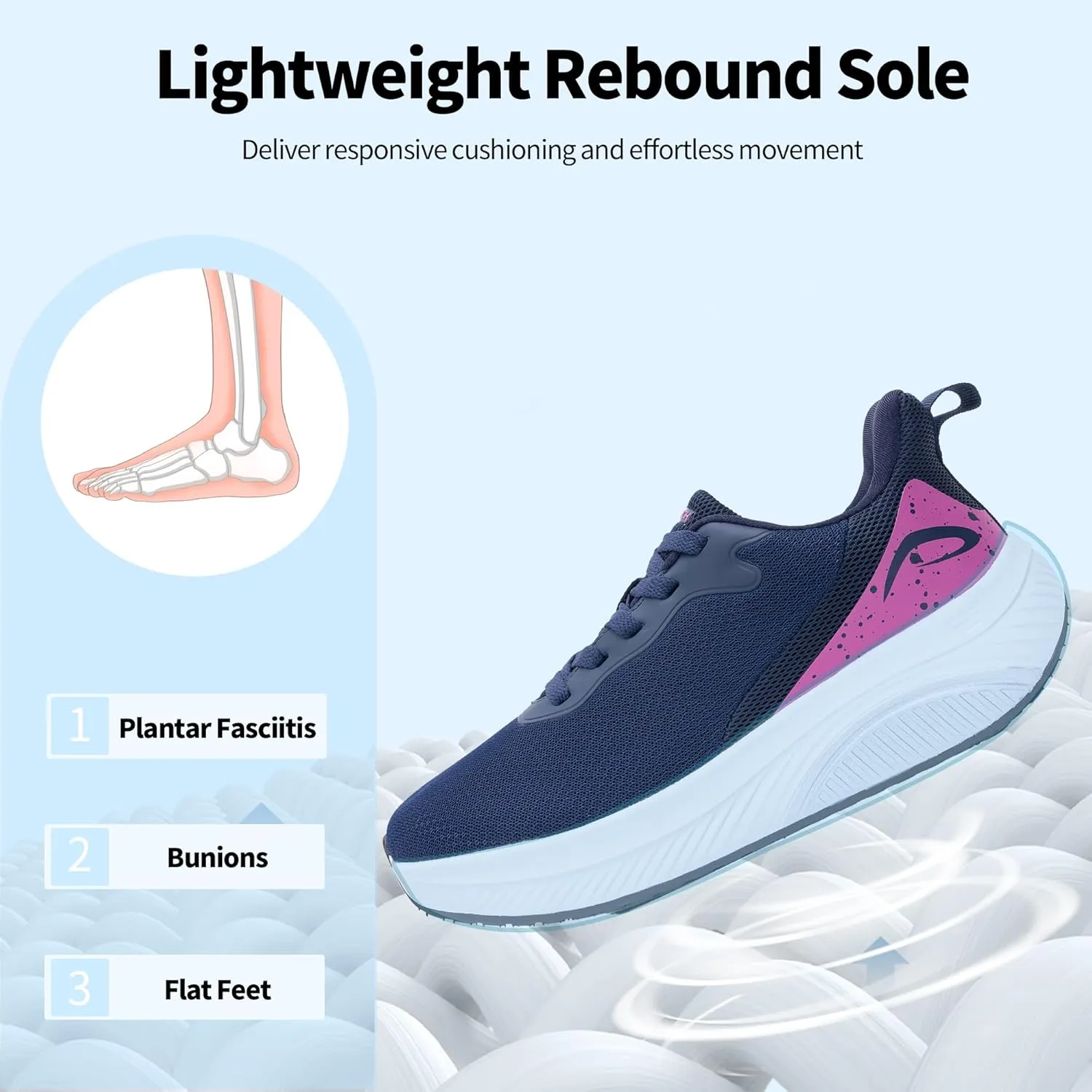 GANNOU Wide Toe Box Walking Shoes Arch Support Plantar Fasciitis Sneakers Orthotic Tennis Shoes