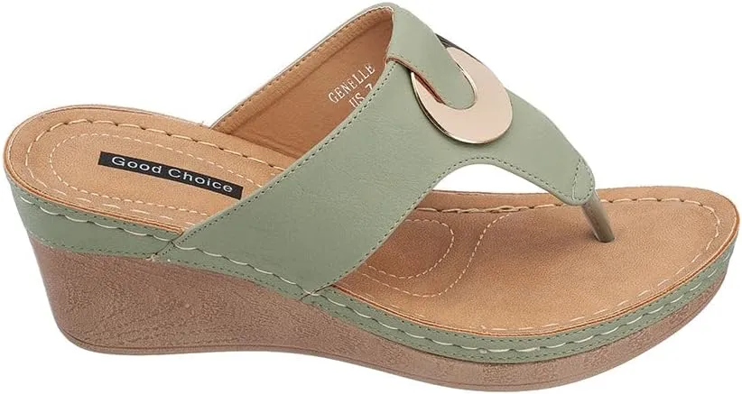 G.C. Shoes Genelle Women's Wedge Sandals - Memory Foam Cushioned & Slip-On Design