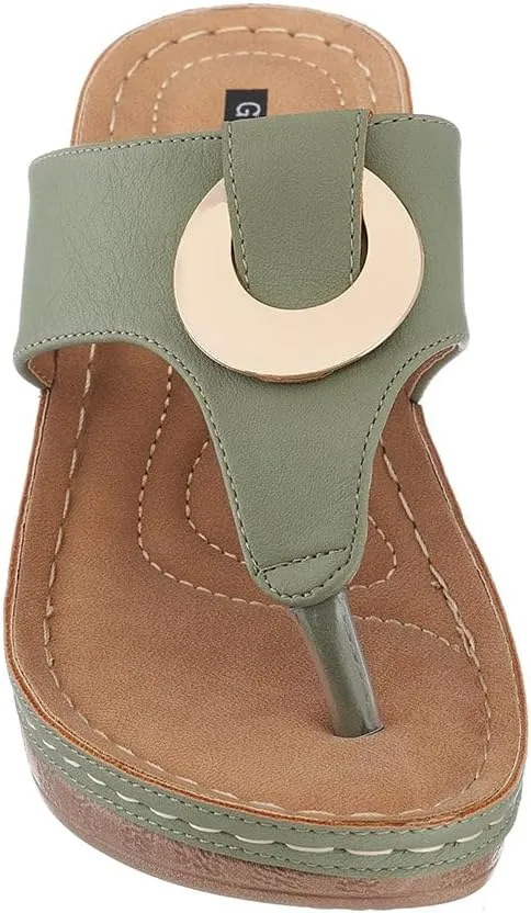 G.C. Shoes Genelle Women's Wedge Sandals - Memory Foam Cushioned & Slip-On Design