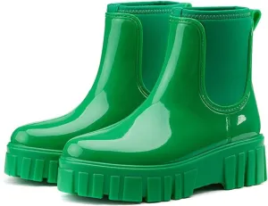 Gets Womens Rain Boots, Waterproof Platform Rubber Chelsea Rainboots, Comfortable Short Shoes Ankle Garden Boots for Outdoor Work