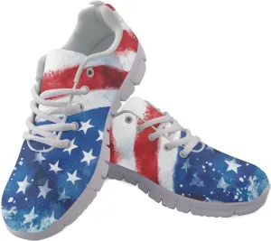 GIFTPUZZ Women Men Shoes for Independence Day Patriotic Sneakers with Mesh Fabric Lightweight and Confortable Size 39-48