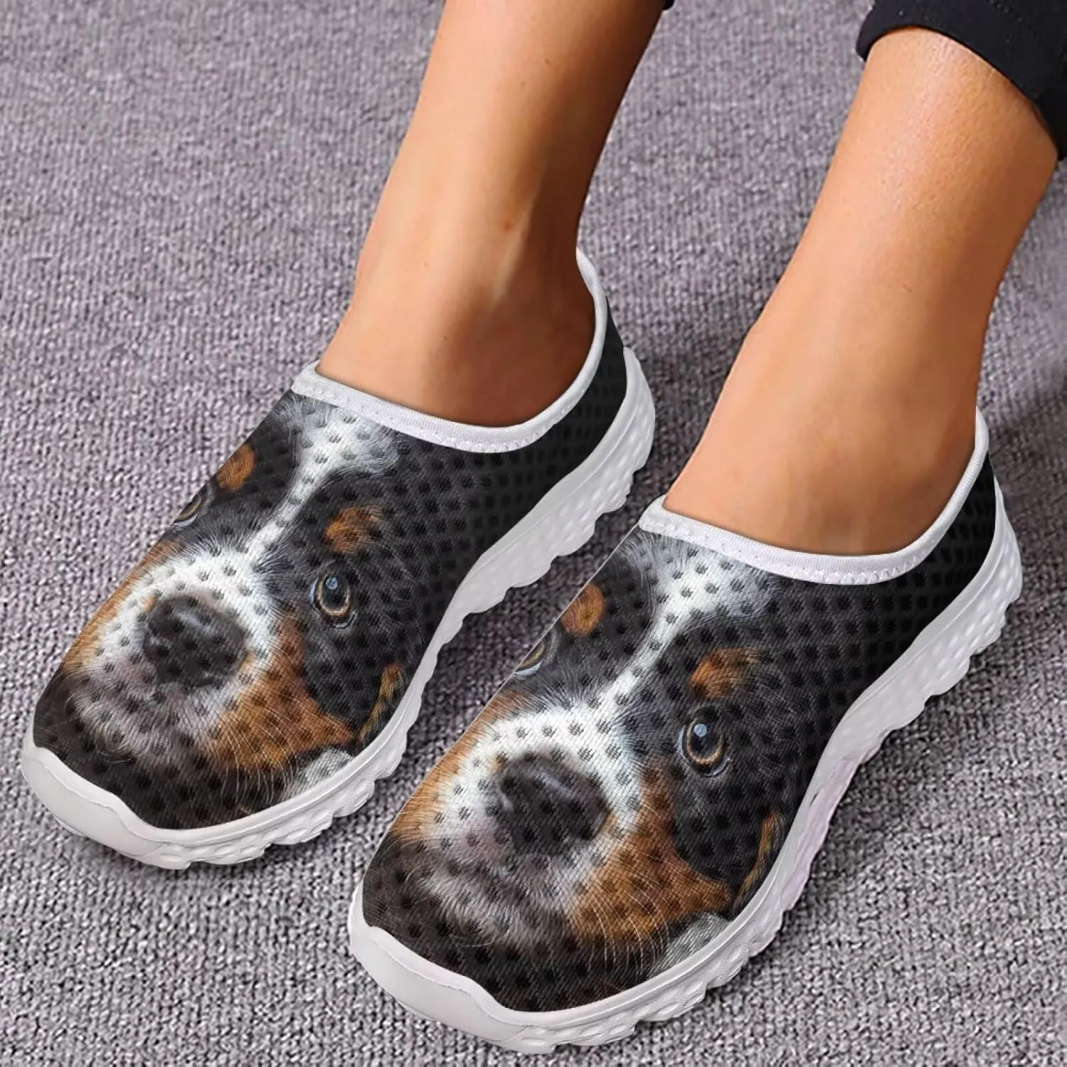 GIFTPUZZ Women Running Shoes Lightweight Slip-on Shoes Non Slip Breathable Mesh Walking Sneakers