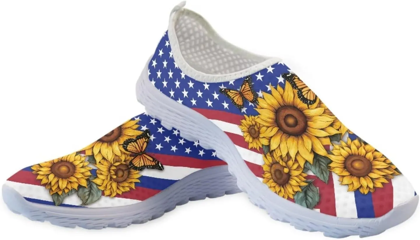 GIFTPUZZ Women Running Shoes Lightweight Slip-on Shoes Non Slip Breathable Mesh Walking Sneakers