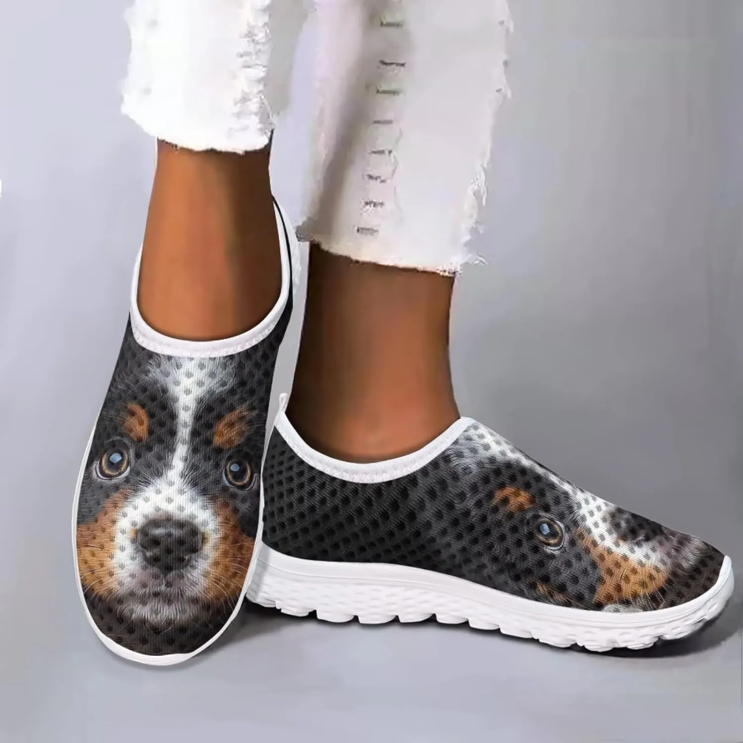 GIFTPUZZ Women Running Shoes Lightweight Slip-on Shoes Non Slip Breathable Mesh Walking Sneakers