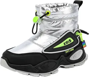 Girls Boys Mid Calf Padded Boots Soft Bottom Anti Slip Winter Water Proof Outdoor Shoes Kids Insulated Snow Girls Suede