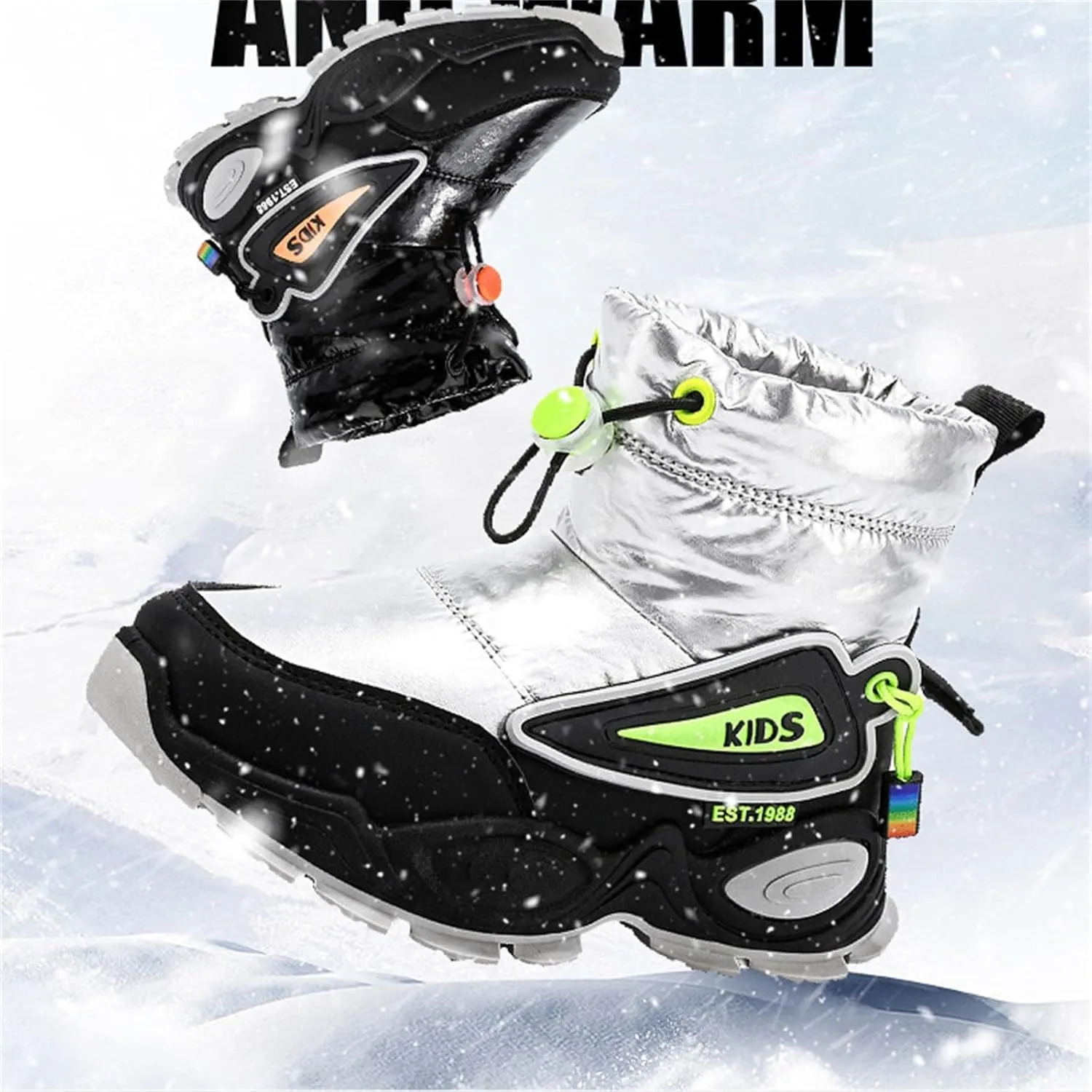 Girls Boys Mid Calf Padded Boots Soft Bottom Anti Slip Winter Water Proof Outdoor Shoes Kids Insulated Snow Girls Suede