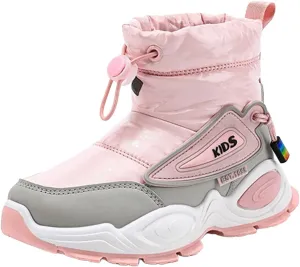 Girls Boys Mid Calf Padded Boots Soft Bottom Anti Slip Winter Water Proof Outdoor Shoes Kids Insulated Snow Girls Suede