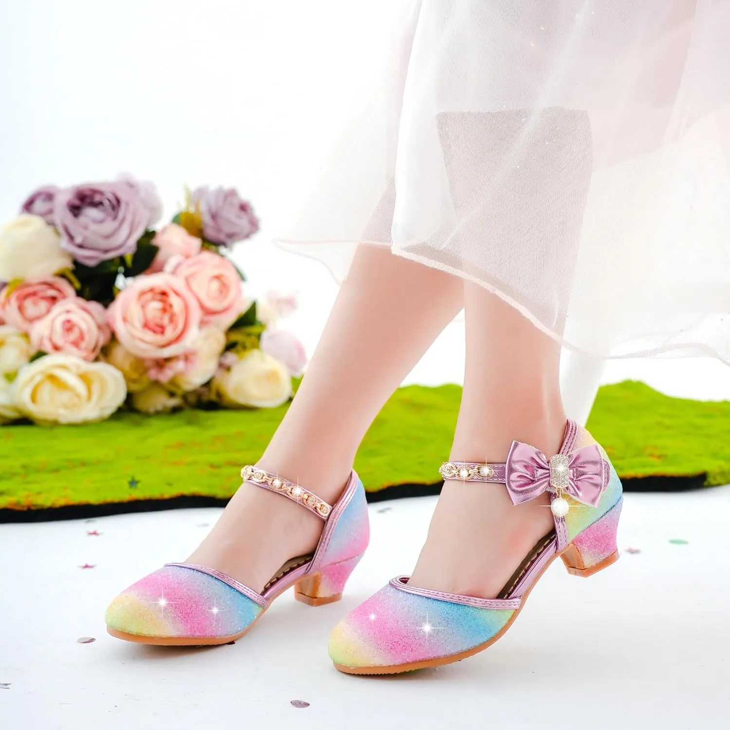 Girls Sandals Closed Toe Heels Wedding Party Girls Dress Shoes Toddler Little Big Kid