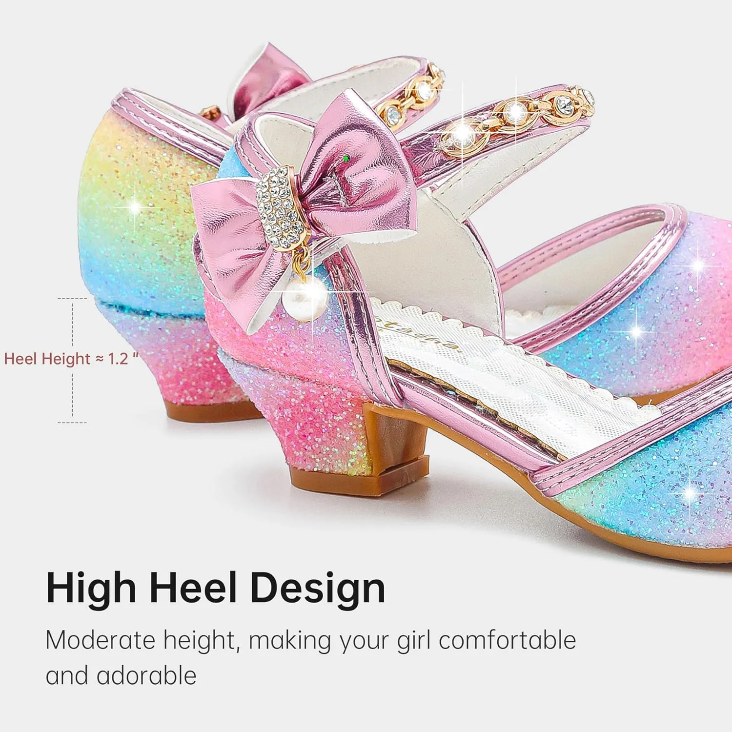 Girls Sandals Closed Toe Heels Wedding Party Girls Dress Shoes Toddler Little Big Kid
