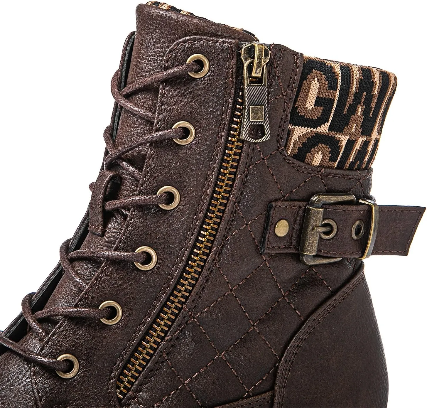 GLOBALWIN Women's Combat Boots Lace Up Boots For Women Ankle Booties With Low Heel Fashion Dressy Short Boots