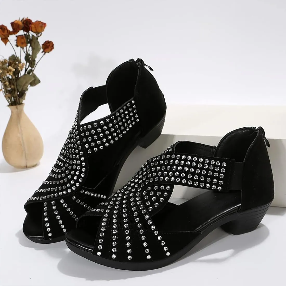 Glowstep Orthopedic Low Heel Cut-Out Sandals Wedge Non-slip Comfortable, Cushioned, Breathable Orthopedic Sandals
