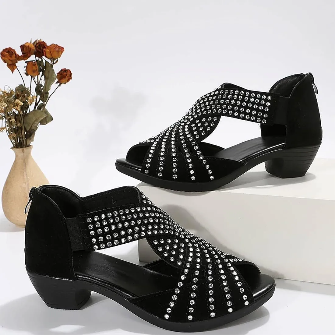 Glowstep Orthopedic Low Heel Cut-Out Sandals Wedge Non-slip Comfortable, Cushioned, Breathable Orthopedic Sandals