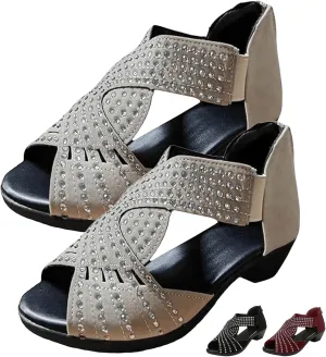 Glowstep Orthopedic Low Heel Cut-Out Sandals Wedge Non-slip Comfortable, Cushioned, Breathable Orthopedic Sandals