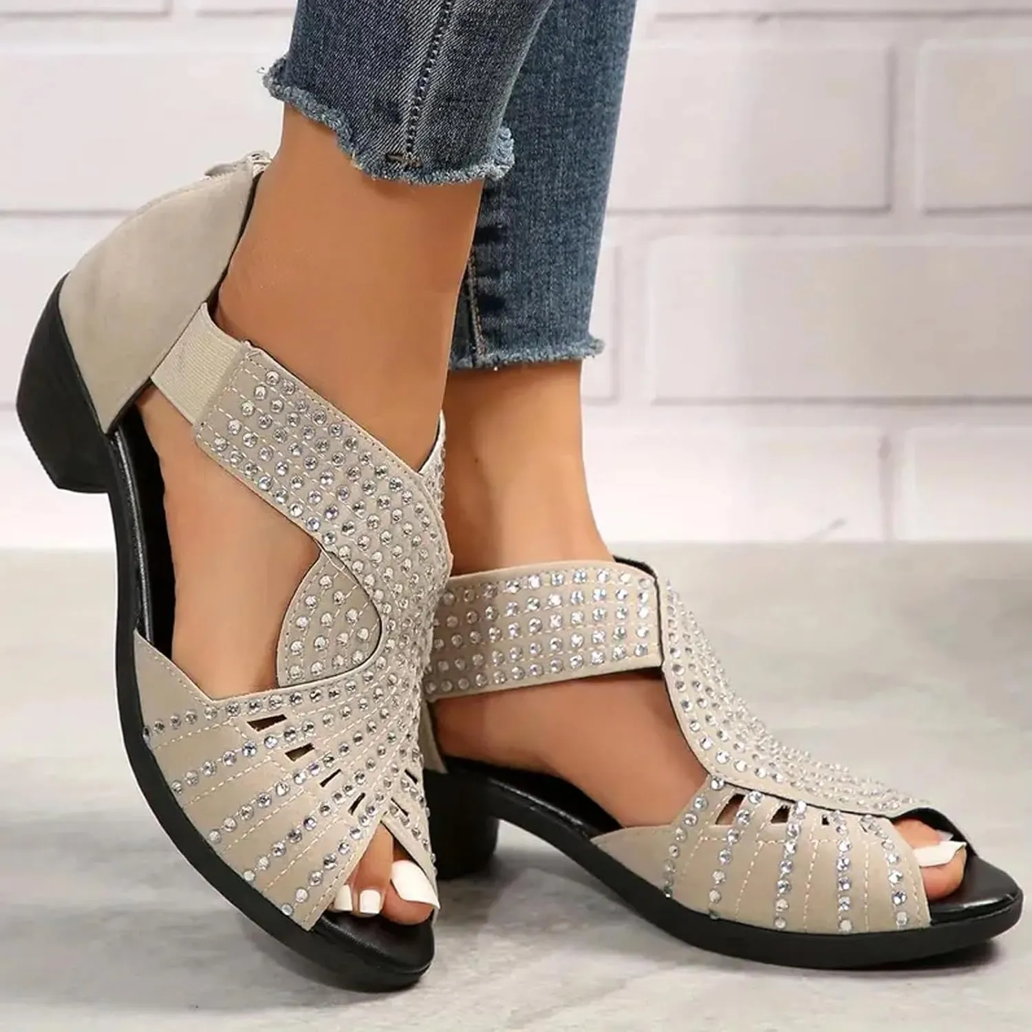 Glowstep Orthopedic Low Heel Cut-Out Sandals Wedge Non-slip Comfortable, Cushioned, Breathable Orthopedic Sandals