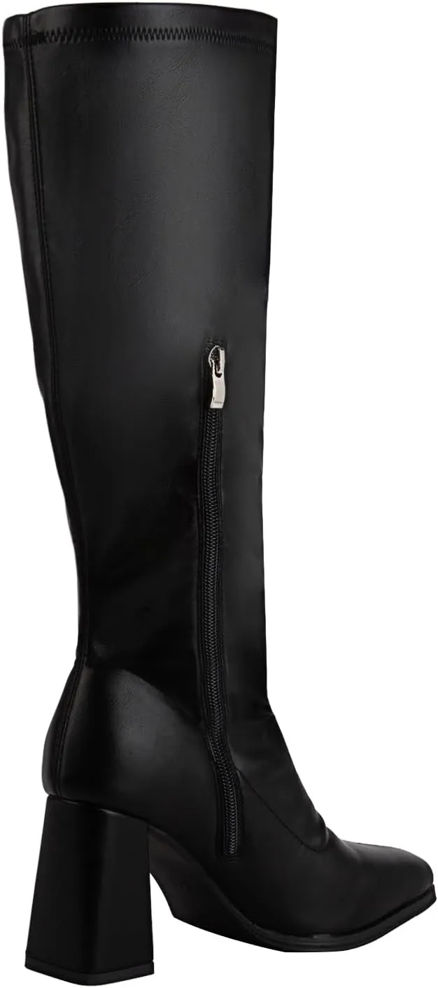 GoGo Boots for Women Knee High Boots Chunky Block Heels Costume Party Cosplay Dress Shoes
