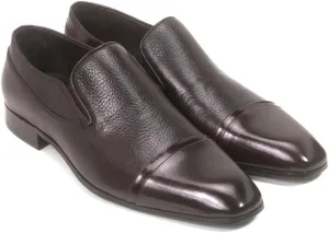 Golden Pass Men’s Brown Leather Slip-On Loafers – Formal Dress Shoes with Cap Toe, Double Gore Comfort Fit, Handcrafted Italian Style, Genuine Leather Sole (12)