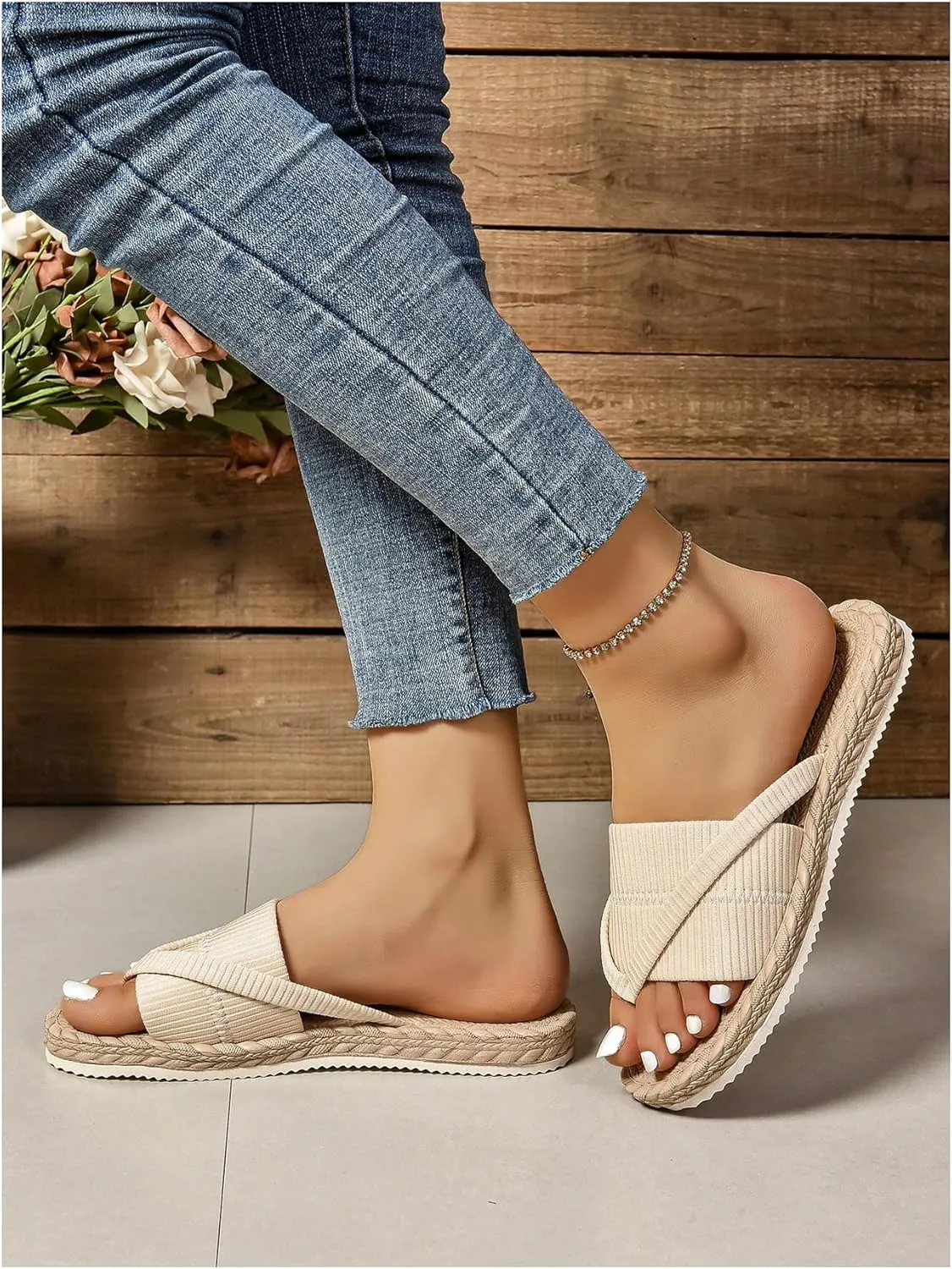 GORGLITTER Women's Open Toe Thong Dressy Sandals Summer Beach Flip Flops Trendy 2025 Slide Sandals