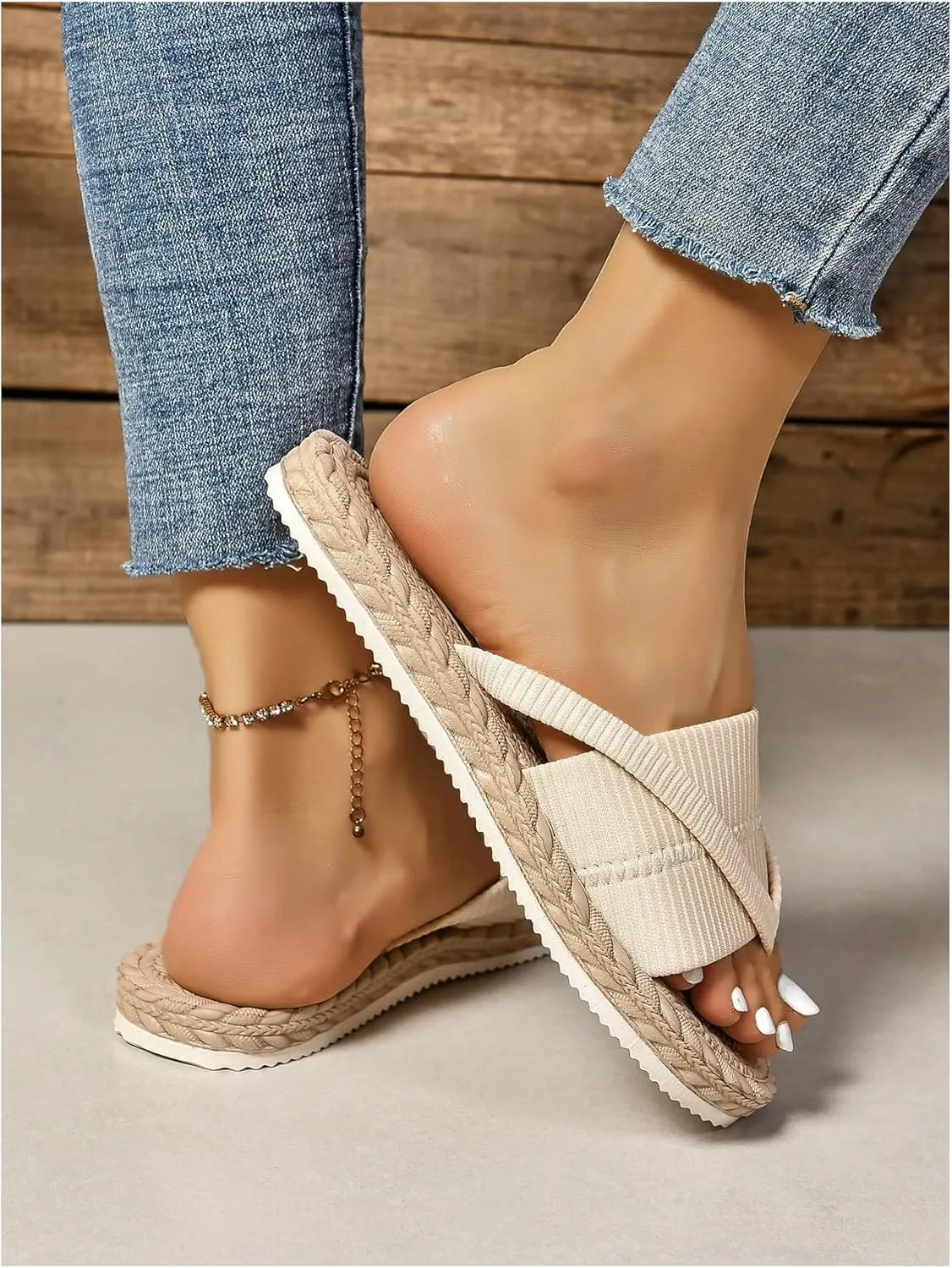 GORGLITTER Women's Open Toe Thong Dressy Sandals Summer Beach Flip Flops Trendy 2025 Slide Sandals