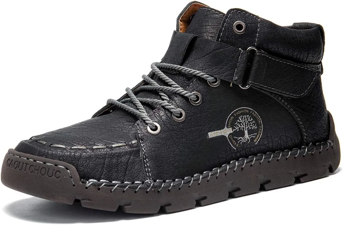 gracosy Men Winter’s Casual Boots Men’s Winter Warm Shoes for Outdoor High-top Leather Shoes Non-Slip Sole Walking Shoes