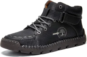 gracosy Men Winter’s Casual Boots Men’s Winter Warm Shoes for Outdoor High-top Leather Shoes Non-Slip Sole Walking Shoes
