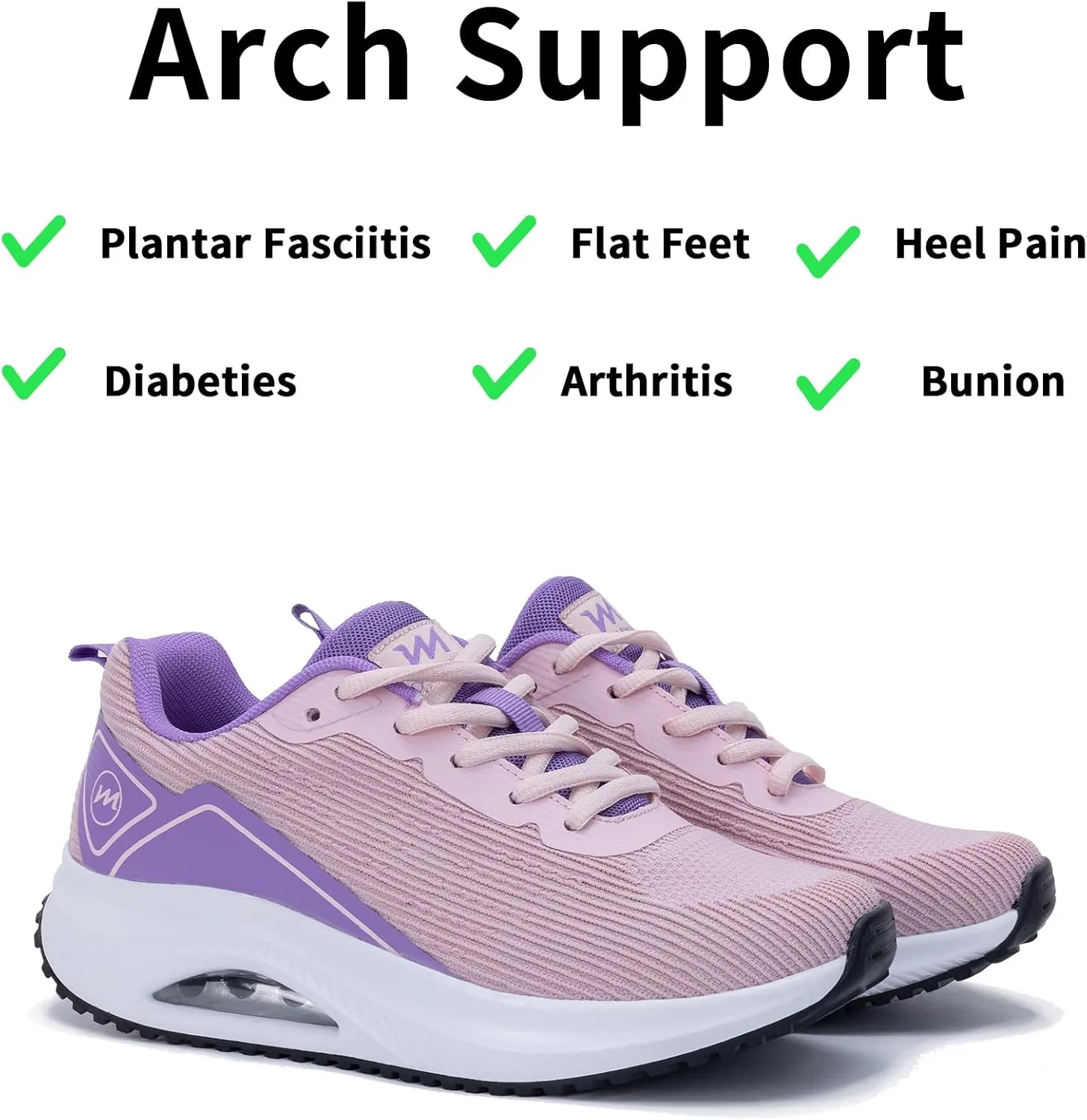 Gyeice Women's Air Walking Shoes Arch Support Orthotic Breathable Tennis Sneakers for Plantar Fasciitis Pain Relief US 5.5-11