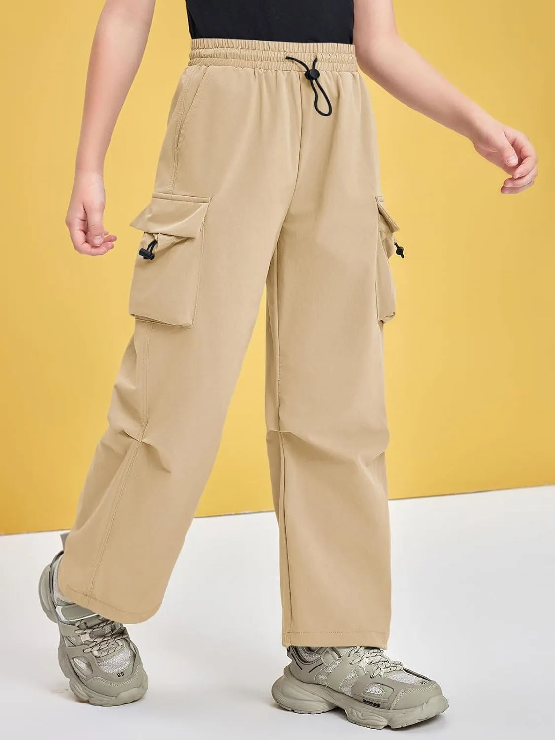 Haloumoning Boys Baggy Cargo Pants Casual Loose Fit Parachute Pant Fashion Harem Joggers with Pockets