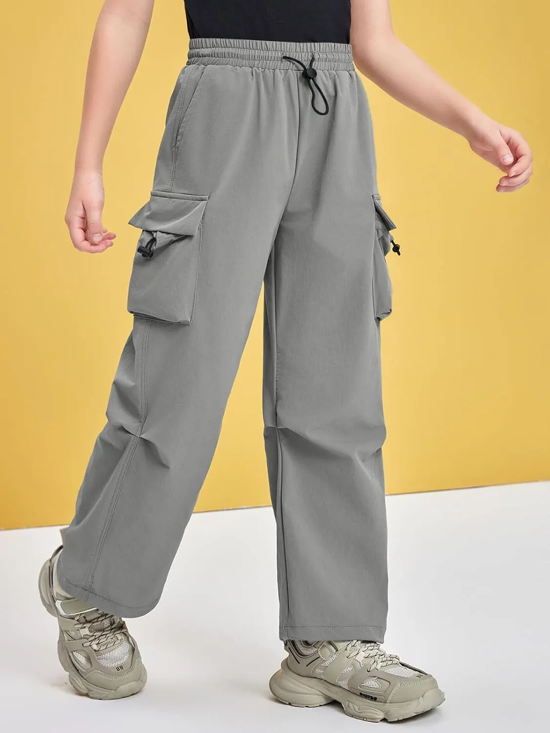 Haloumoning Boys Baggy Cargo Pants Casual Loose Fit Parachute Pant Fashion Harem Joggers with Pockets