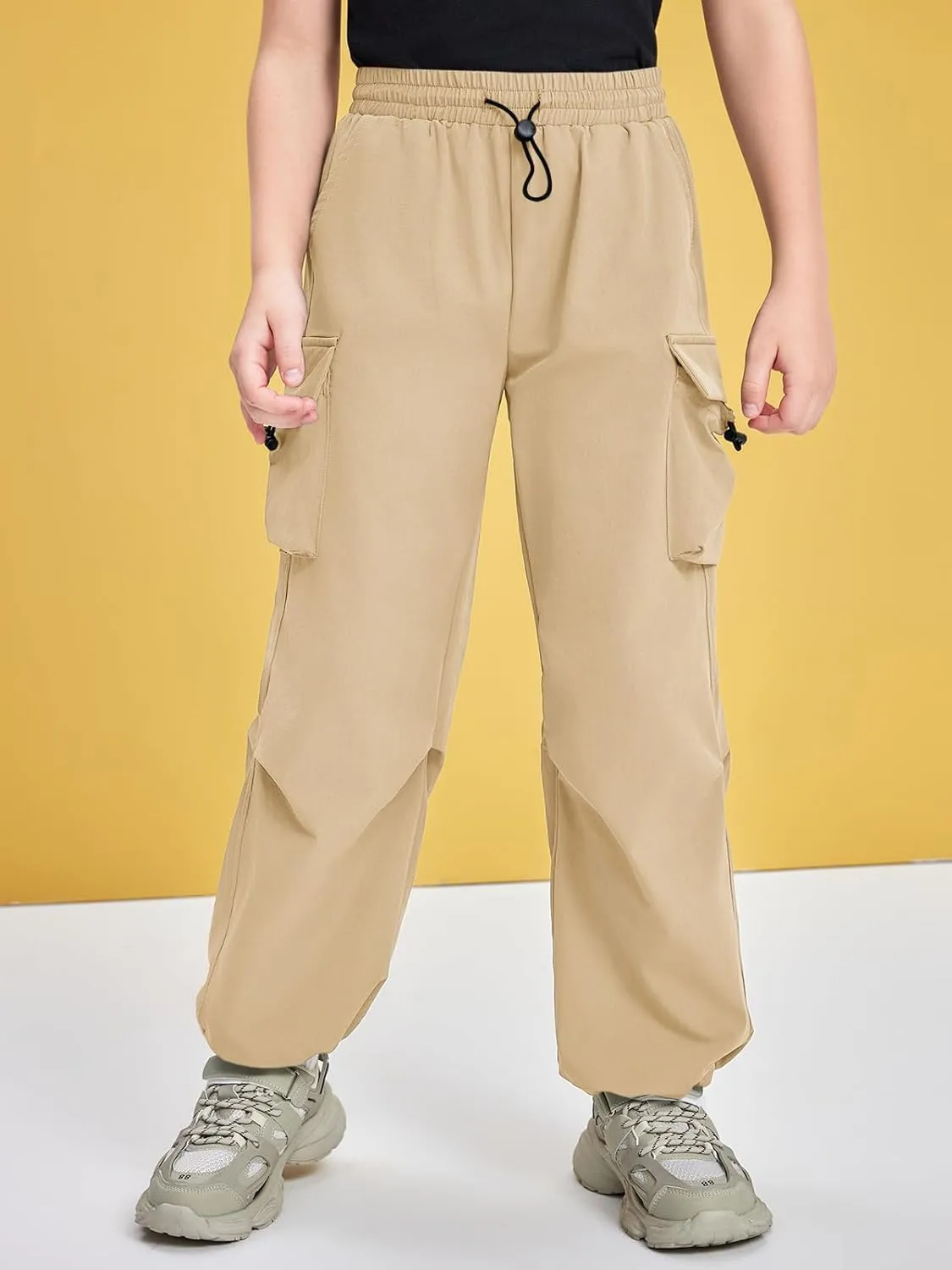 Haloumoning Boys Baggy Cargo Pants Casual Loose Fit Parachute Pant Fashion Harem Joggers with Pockets