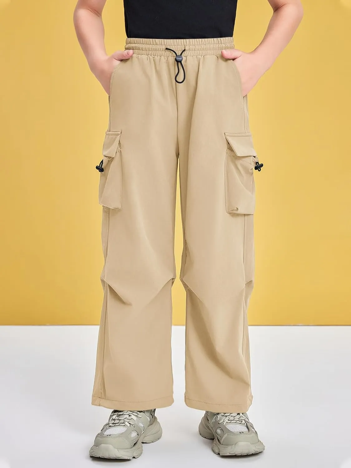 Haloumoning Boys Baggy Cargo Pants Casual Loose Fit Parachute Pant Fashion Harem Joggers with Pockets