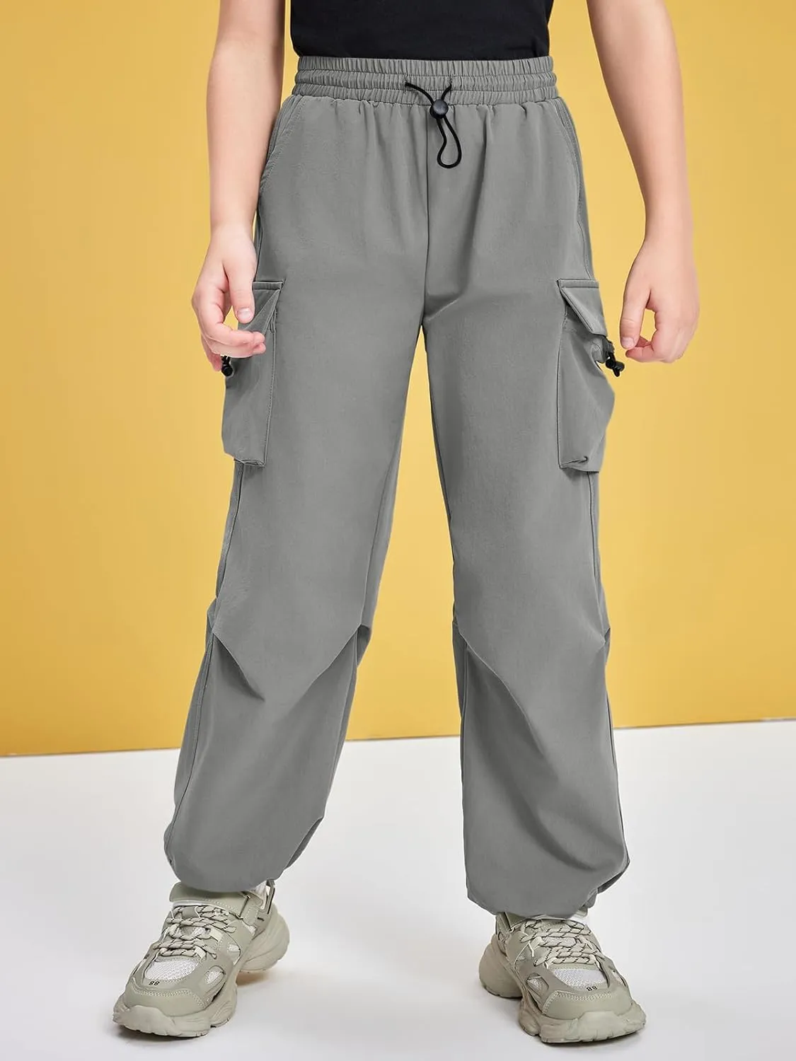 Haloumoning Boys Baggy Cargo Pants Casual Loose Fit Parachute Pant Fashion Harem Joggers with Pockets