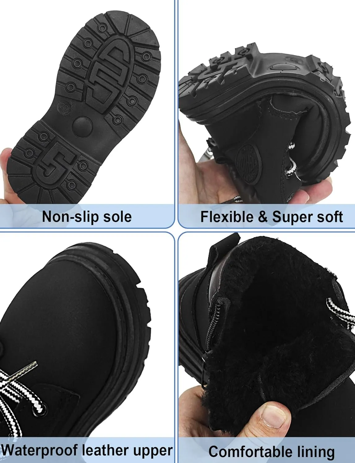 Happy Cherry Toddler Work Boots Classic Snow Boots Waterproof Winter Boots Ankle Lace Up Boot Construction Boots