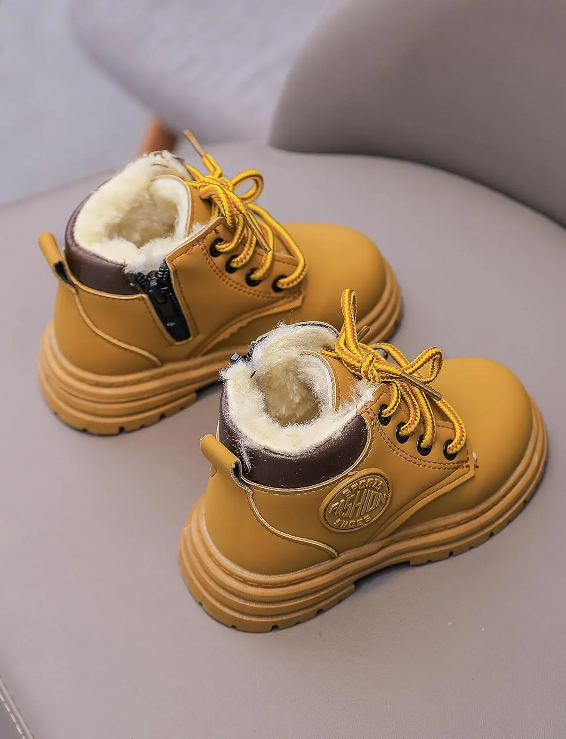 Happy Cherry Toddler Work Boots Classic Snow Boots Waterproof Winter Boots Ankle Lace Up Boot Construction Boots