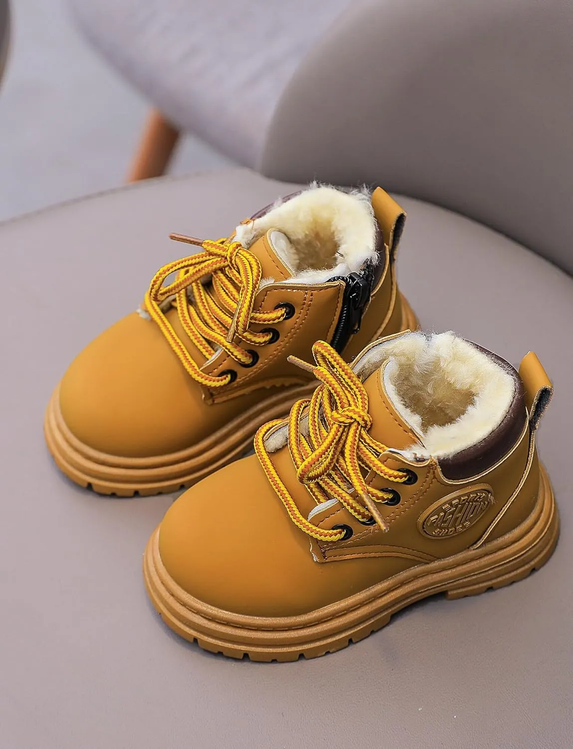 Happy Cherry Toddler Work Boots Classic Snow Boots Waterproof Winter Boots Ankle Lace Up Boot Construction Boots