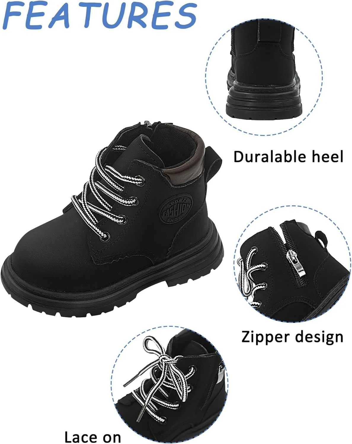 Happy Cherry Toddler Work Boots Classic Snow Boots Waterproof Winter Boots Ankle Lace Up Boot Construction Boots