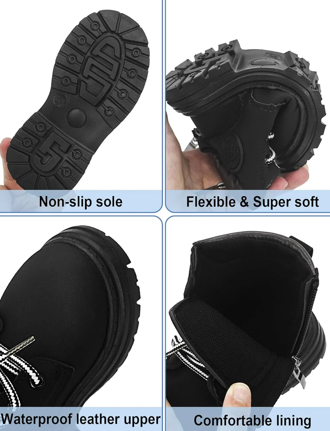 Happy Cherry Toddler Work Boots Classic Snow Boots Waterproof Winter Boots Ankle Lace Up Boot Construction Boots