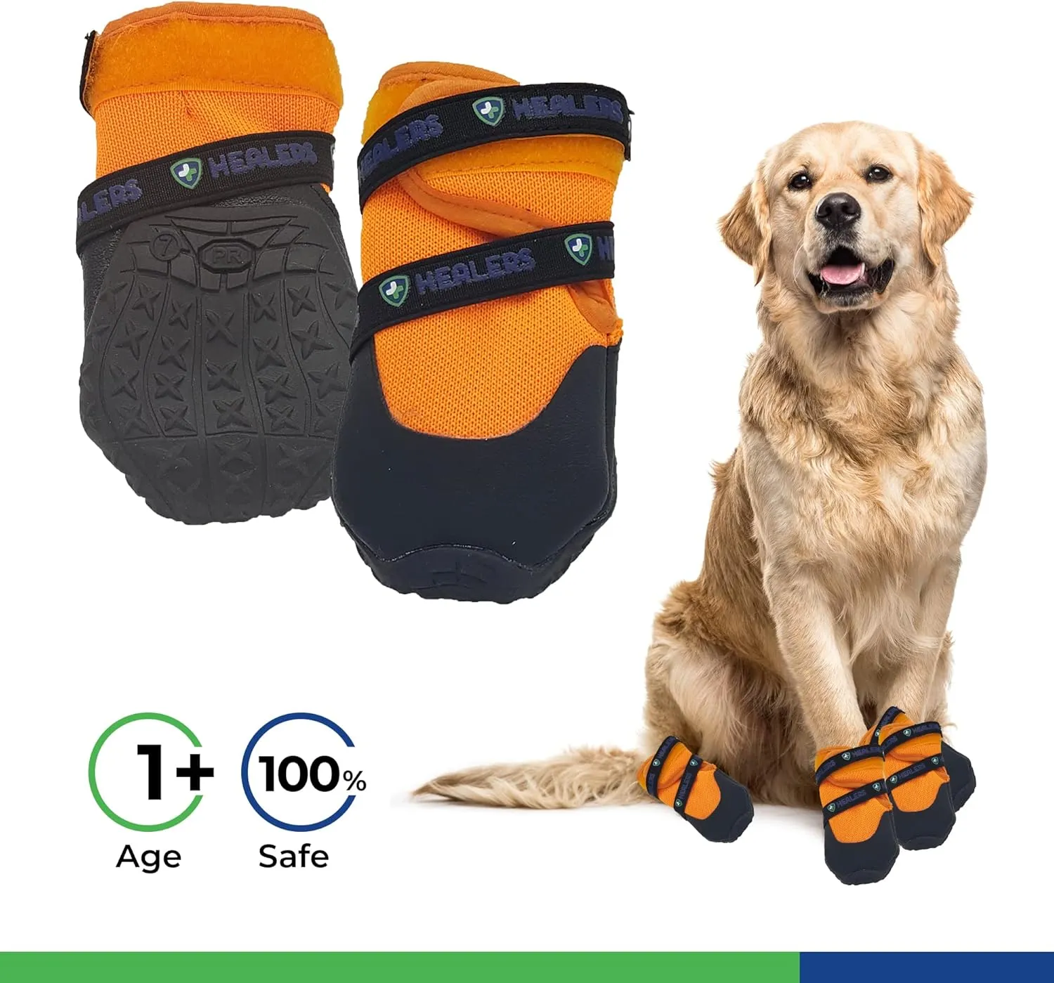 Healers Urban Walker III- Dog Boots for Paw Protection, Waterproof, Non Slip Rubber Sole, Pet Booties, 1-Pair, XS