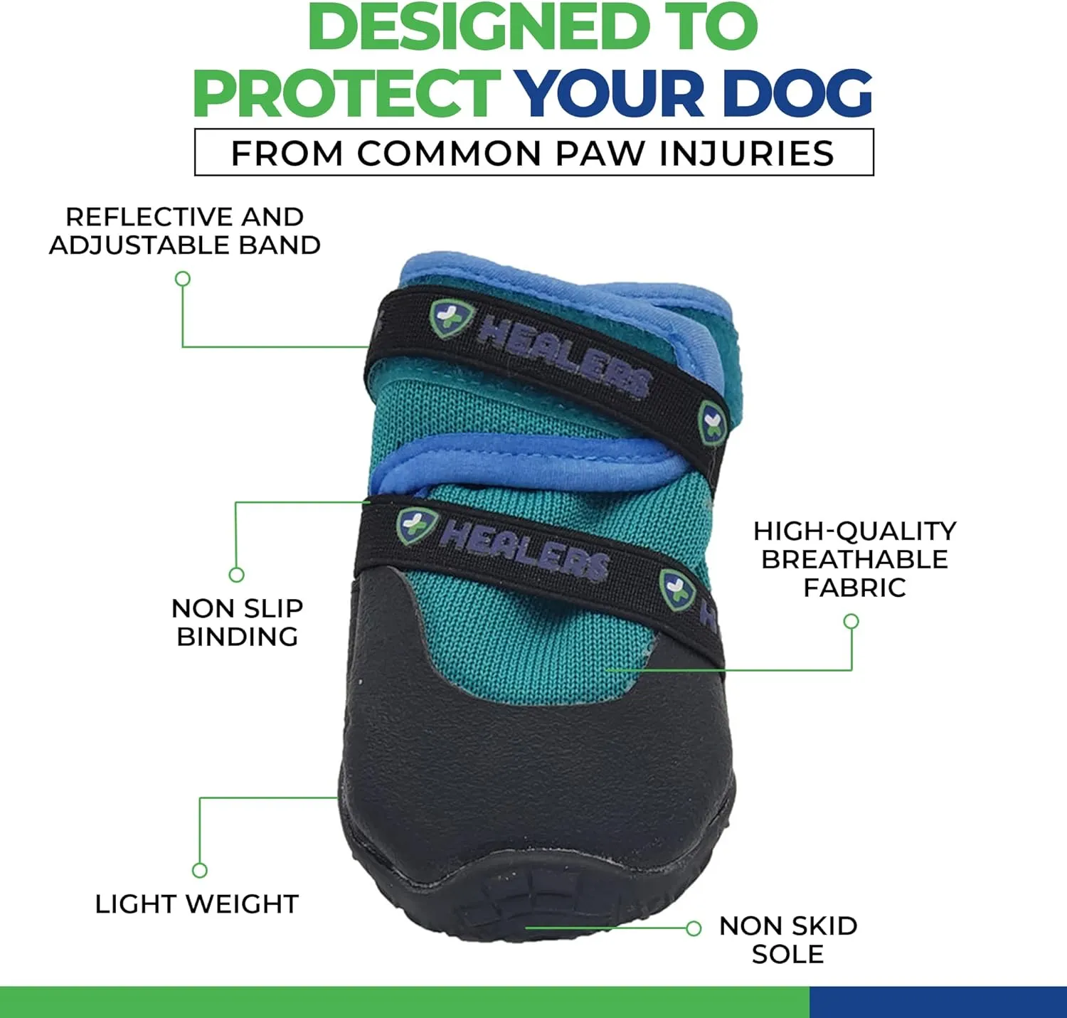 Healers Urban Walker III- Dog Boots for Paw Protection, Waterproof, Non Slip Rubber Sole, Pet Booties, 1-Pair, XS